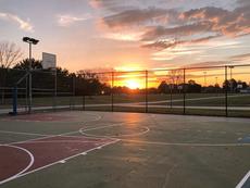 Basketball Court With Sunset