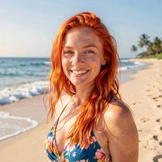 Beach Beautiful Redhead Woman