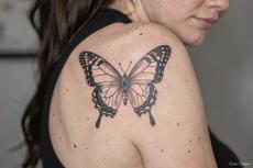 Butterfly Tattoo On Shoulder Blade
