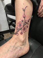 Cherry Blossom Tattoo On Ankle