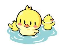 Chibi Ducks Swimming
