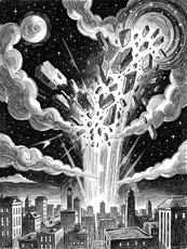 Drawing Of Reality Shattering In The Night Sky