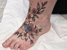 Flower Tattoos On Foot And Ankle
