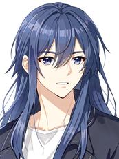 Handsome Anime Boy Long Blue Hair