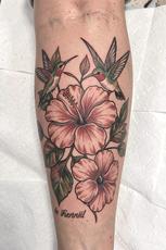 Hibiscus Flower And Hummingbird Tattoos