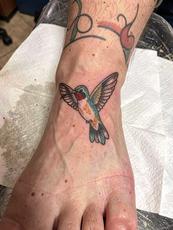 Hummingbird Tattoo On Foot
