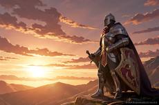 Knight Watching Sunset