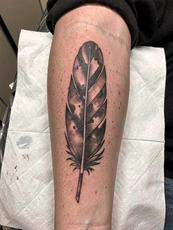 Leg Feather Tattoo