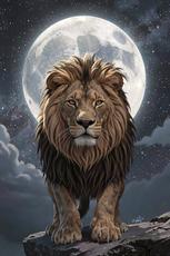 Lion With Moon