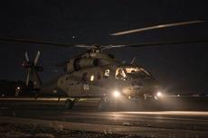 Military Helicopter Lights At Night