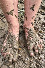 Muddy Bare Feet