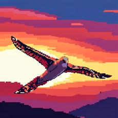 Pixelated Sunset Flight